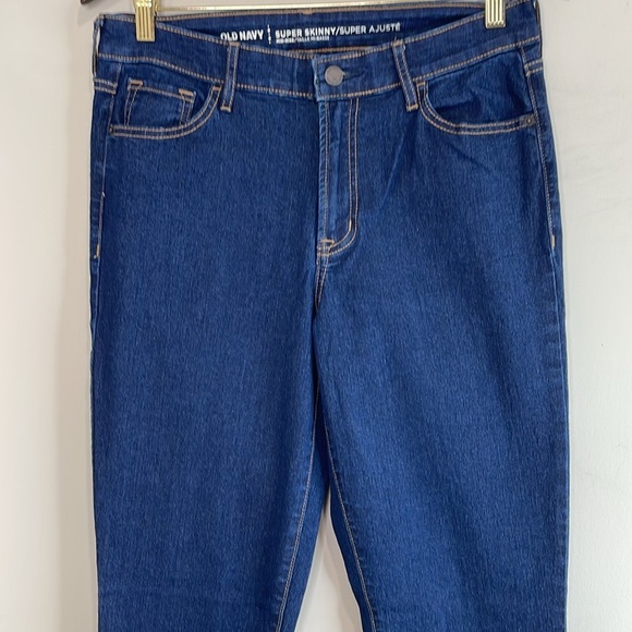 Old Navy Super Skinny Jeans Blue Dark Wash Mid-Rise Stretch Size 8 Tall - Picture 3 of 10